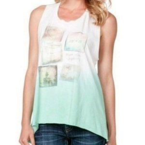 NWOT Miss Me Ombre Graphic Twisted Racerback Tank